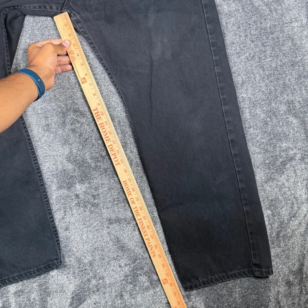 Levis 505 Regular Fit Straight Leg Black Denim Jeans Mens 42x32 100% Cotton